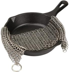 img 4 attached to 🧽 LauKingdom Stainless Steel Cast Iron Cleaner - Premium 316L Chainmail Scrubber for Cast Iron Pan, Ultra-Hygienic Anti-Rust Scraper with Corner Ring, Square Design (8x6 inch)