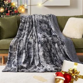 img 3 attached to 🛋️ Bedsure Dark Grey Fuzzy Plush Fluffy Soft Sherpa Fleece Throw Blanket for Couch, Sofa, and Bed - 50x60 Inches