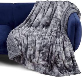 img 4 attached to 🛋️ Bedsure Dark Grey Fuzzy Plush Fluffy Soft Sherpa Fleece Throw Blanket for Couch, Sofa, and Bed - 50x60 Inches