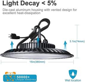 img 1 attached to 🔆 Lightdot 2Pack 200W LED High Bay Light: Powerful 28000lm for Commercial Bay Lighting in Warehouse/Workshop/Wet Areas - 5000K Daylight, 5‘ Cable with US Plug