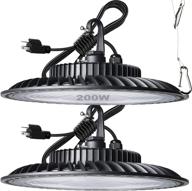 🔆 lightdot 2pack 200w led high bay light: powerful 28000lm for commercial bay lighting in warehouse/workshop/wet areas - 5000k daylight, 5‘ cable with us plug logo