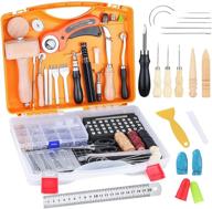 🎒 complete leather working tools kit with 185 pcs, rotary cutter, mat, stamping tools, and more! logo