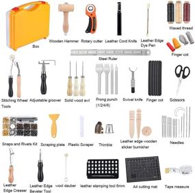 img 2 attached to 🎒 Complete Leather Working Tools Kit with 185 Pcs, Rotary Cutter, Mat, Stamping Tools, and More!