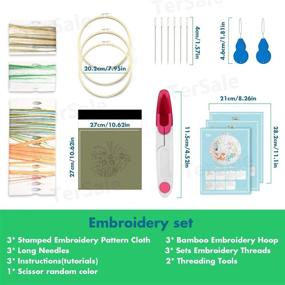 img 1 attached to 🧵 TerSale 3 Pack Embroidery Kit: Ideal for Beginners; Stamped Patterns, Instruction Guide, Full Set of Tools Included!