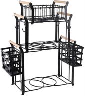 🍽️ tqvai 3 tier buffet caddy with mugs hooks - organize utensils, plates, and napkins for kitchen, dining, entertaining, parties, and picnics логотип