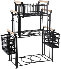 img 4 attached to 🍽️ TQVAI 3 Tier Buffet Caddy with Mugs Hooks - Organize Utensils, Plates, and Napkins for Kitchen, Dining, Entertaining, Parties, and Picnics