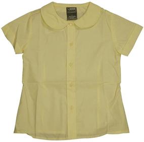 img 2 attached to Adorable French Toast Little Girls Short Sleeve Peter Pan Blouse in Yellow - Style 33140