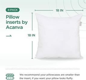 img 1 attached to 🛋️ Acanva Square Premium Throw Pillow Inserts: Microfiber Filled, 18x18, White - 4 Count – Ideal for Sofa Bed Couch & Chairs, Lumbar Support Decorative Stuffer
