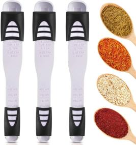 img 4 attached to 🥄 Adjustable Measuring Spoon Set - Double-Ended Scale with Nine Stalls for Measuring Dry and Semi-Liquid Ingredients - Ideal for Kitchen Baking, Coffee, Sugar, Salt, and Powder