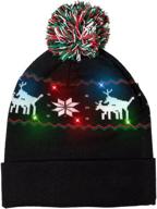 🎄 windy city novelties led light-up knitted ugly sweater holiday xmas christmas beanie - 3 flashing modes (fa la la beanie): festive and fun holiday headwear! logo