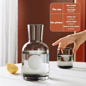 img 3 attached to 💧 Sattyge Bedside Water Carafe Set, Nightstand Water Carafe with Tumbler, Gray Glass Pitcher and Glass Cup Set, Bathroom Glass Mouthwash Bottle, 25 oz, 3-Piece Water Set