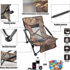 img 1 attached to 🏖️ HITORHIKE Low Sling Beach Camping Concert Folding Chair with Armrests and Breathable Nylon Mesh Back - Lightweight, Durable, and Portable Chair