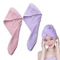 🧖 microfiber hair towel wrap for thick hair - fast drying, high absorbency - ideal for curly girls, twist and wet long hair - 2 pack (purple and pink) logo