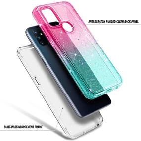 img 1 attached to 📱 NZND Case for OnePlus Nord N100: Full-Body Shockproof Rugged Bumper Cover with Screen Protector - Glitter Pink/Aqua