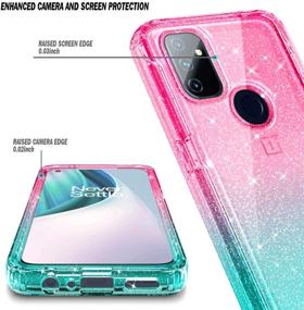 img 2 attached to 📱 NZND Case for OnePlus Nord N100: Full-Body Shockproof Rugged Bumper Cover with Screen Protector - Glitter Pink/Aqua