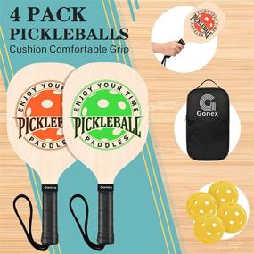 img 1 attached to Gonex 4 Pack Wooden Pickleball Paddles Set - Basswood Pickleball Rackets with 1 Carry Bag and 4 Pickle Balls, 7-ply Wood Pickleball Racquets Bundle