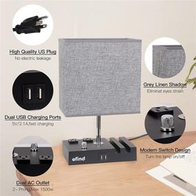 img 2 attached to 💡 Versatile Table and Desk Lamps with USB Charging Ports, AC Outlets, Phone Stands, and Dimmable LED Bulb