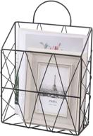 pengke hanging wall files magazine organizer, metal wire mounted storage baskets portable file holder, black логотип