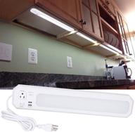 💡 18-inch plug-in led magnetic under-cabinet light with usb ports and power outlet - cool white 4000k dimmable closet lighting logo