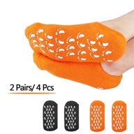 🧦 revitalize your feet with (4pc) moisturizing gel socks - ideal for cracked heel, rough calluses, and dry feet - infused with essential oils and lotions - suitable for both women & men - black & orange logo