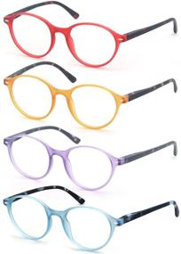 img 3 attached to 👓 Set of 4 Colorful Round Readers with Comfort Spring Hinge - Women's Reading Glasses in 2.5 Power