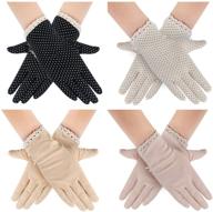 stay stylish and protected with 4 pairs of summer women dots sun uv protection gloves - cotton lace anti-skid driving gloves logo