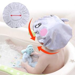 img 2 attached to 🐸 Cute AZFUNN 3-Pack Kids Shower Caps: Piggy Frog Hamster - Double Layer Waterproof Bath Hats for Girls!