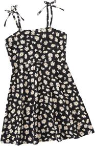 img 4 attached to Romwe Floral Spaghetti Shirred Sundress Girls' Clothing