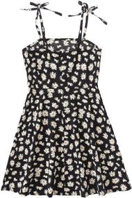 img 3 attached to Romwe Floral Spaghetti Shirred Sundress Girls' Clothing