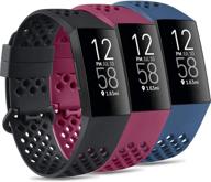 📿 silicone bands pack for fitbit charge 4 / charge 3 se: soft, waterproof, and stylish replacement wristbands for women and men (small, wine red+black+navy blue) logo