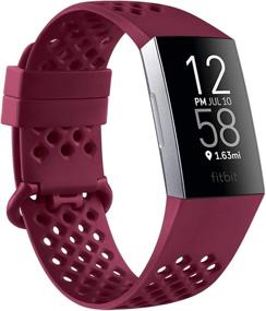 img 3 attached to 📿 Silicone Bands Pack for Fitbit Charge 4 / Charge 3 SE: Soft, Waterproof, and Stylish Replacement Wristbands for Women and Men (Small, Wine Red+Black+Navy Blue)