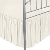 premium queen size ivory ruffled bed skirt - 16 inch drop with split corner - 100% poly cotton, 400 thread count - dust ruffled, easy to fit logo