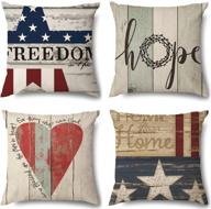 🛋️ coeufuedy linen decorative throw pillow covers - set of 4 square pillow cases for sofa decor - 18x18 inch (45x45cm) логотип