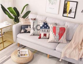 img 2 attached to 🛋️ Coeufuedy Linen Decorative Throw Pillow Covers - Set of 4 Square Pillow Cases for Sofa Decor - 18x18 Inch (45x45CM)