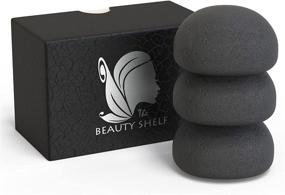 img 4 attached to 🧽 Activated Bamboo Charcoal Konjac Sponge Trio: Facial Cleansing & Exfoliating Beauty Sponges (3 Pack)