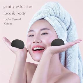 img 3 attached to 🧽 Activated Bamboo Charcoal Konjac Sponge Trio: Facial Cleansing & Exfoliating Beauty Sponges (3 Pack)