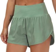 🏃 women's quick dry high waisted running shorts with mesh liner and zipper pockets by the gym people логотип