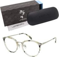 👓 umizato blue light glasses round frame - lightweight, comfortable bluelight blocking screen glasses: clear lens for all-day computer use, cute vintage trendy design (rei in gray tortoise) logo