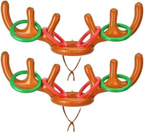 img 4 attached to Inflatable Reindeer Antler Ring Toss Game Set (2-Pack) for Christmas Xmas Party