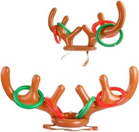 img 3 attached to Inflatable Reindeer Antler Ring Toss Game Set (2-Pack) for Christmas Xmas Party