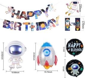 img 2 attached to 🚀 81-Piece Outer Space Theme Birthday Party Decorations: Happy Birthday Banner, Balloons, Tattoo Stickers, Cake Toppers for Boys Party, Astronaut Party Supplies