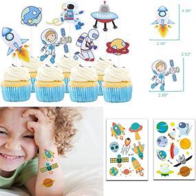 img 1 attached to 🚀 81-Piece Outer Space Theme Birthday Party Decorations: Happy Birthday Banner, Balloons, Tattoo Stickers, Cake Toppers for Boys Party, Astronaut Party Supplies