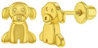 🐶 adorable gold plated puppy dog safety screw back earrings for toddlers and little girls - perfect animal jewelry gift for dog loving children - affordable and high-quality screw backs for kids logo