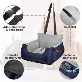 img 2 attached to Fareyy Dog Car Seat: Comfy and Secure Travel Bed with Storage Pocket for Small Dogs or Cats - Includes Safety Leash