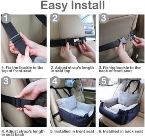 img 1 attached to Fareyy Dog Car Seat: Comfy and Secure Travel Bed with Storage Pocket for Small Dogs or Cats - Includes Safety Leash