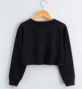 img 2 attached to 👚 G-Amber Girls Long Sleeve Crop Tops Sweatshirts - Cute Fashion Pullover Shirt with Print Designs for Kids