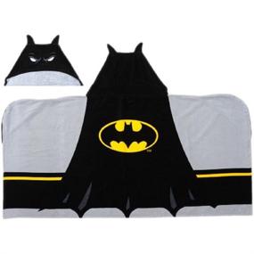 img 2 attached to 🦇 Batman Kids Soft Terry Cotton Hooded Towel Wrap – Ideal for Bath, Beach, and Pool Activities, 24 x 50", Black and Yellow