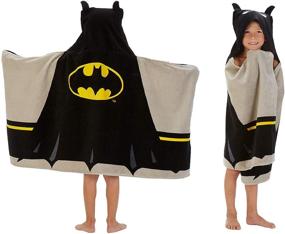 img 4 attached to 🦇 Batman Kids Soft Terry Cotton Hooded Towel Wrap – Ideal for Bath, Beach, and Pool Activities, 24 x 50", Black and Yellow