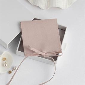 img 1 attached to 🐼 PandaSew Jewelry Pouch - 20pcs 8x8cm Luxury Microfiber Gift Bag with Strings & Divider, Pink - Elegant Jewelry Packaging Solution