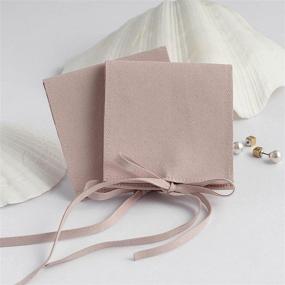 img 2 attached to 🐼 PandaSew Jewelry Pouch - 20pcs 8x8cm Luxury Microfiber Gift Bag with Strings & Divider, Pink - Elegant Jewelry Packaging Solution